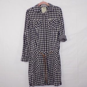 Maison Scotch Gingham Tie Waist Shirt Dress Sz 2